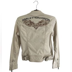 Harley Davidson Off White Moto Jacket- Cotton Size Small